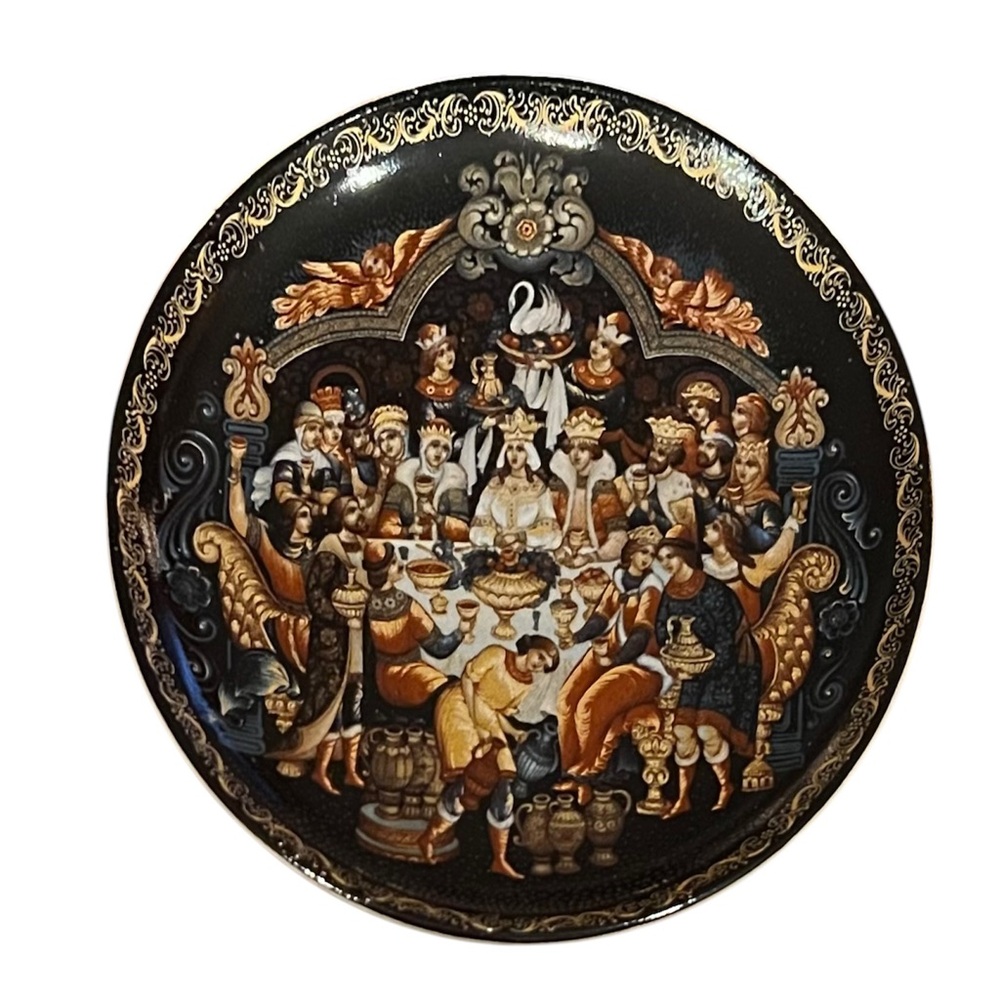 Russian Fairytale Collection Plate 4” Original by Palekhsky Painter Hodov V. EUC